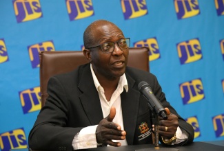 Programme Manager for the Seed and Nursery Certification Programme within the Plant Quarantine and Produce Inspection Unit, Ministry of Agriculture, Fisheries and Mining, Alfred Barrett, provides an update on the ‘Improving Phytosanitary, Food Safety and Market Access Opportunities along the Hot Pepper Value Chain in Jamaica Project,’ during a recent Jamaica Information Service (JIS) Think Tank, held at the agency’s Television Department, 5-9 South Odeon Avenue, in Kingston.

