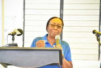 Philanthropist and community stalwart, Elaine Allen-Bradley, gives remarks during the renaming ceremony of the Negril Paediatric Orthotic Clinic, recently. The facility has been renamed the Elaine Allen-Bradley Paediatric Orthotic Foundation Clinic and is located on the grounds of the Negril Health Centre, in Westmoreland.