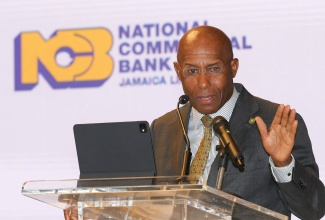 Industry, Investment and Commerce Minister, Hon. Aubyn Hill, addressing the recent National Commercial Bank (NCB) SME Conference at the AC Marriott Hotel in Kingston.

