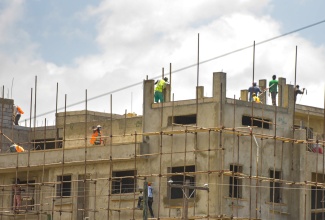 Work under way at a construction site.


