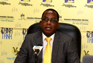 Director of Elections, Glasspole Brown, addresses a Jamaica Information Service (JIS) Think Tank.

