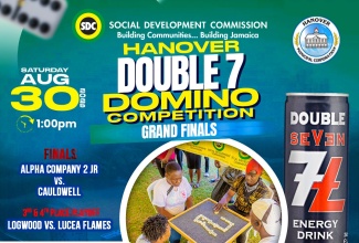 Official flyer for the Social Development Commission Hanover Double 7 Domino Competition.