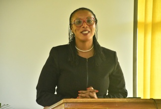 Principal of the Knockalva Polytechnic College, Natalie Thompson, addresses a press briefing hosted by the college at the Rural Agricultural Development Authority (RADA) St. James parish office in Montego Bay on Friday (August 8).