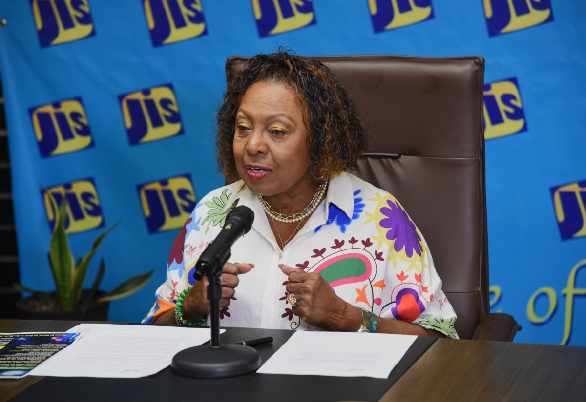 Minister of Culture, Gender, Entertainment and Sport, Hon. Olivia Grange, speaks at a recent Jamaica Information Service (JIS) Think Tank. 

