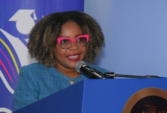 Minister of Education, Skills, Youth and Information, Senator Dr. the Hon. Dana Morris Dixon, addresses a press conference held on Friday (August 15) at the Ministry’s Heroes Circle offices in Kingston, where she presented a report on Jamaica’s performance in the Caribbean Secondary Education Certificate (CSEC) and Caribbean Advanced Proficiency Examination (CAPE) tests.

