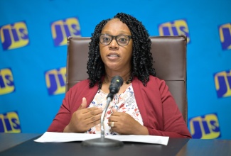  Senior Director of Extension Services at the National Fisheries Authority's (NFA), Capture Fisheries Branch, Shellene Berry,  addresses a JIS Think Tank on Tuesday (September 23), at the agency’s Television Department in Kingston.