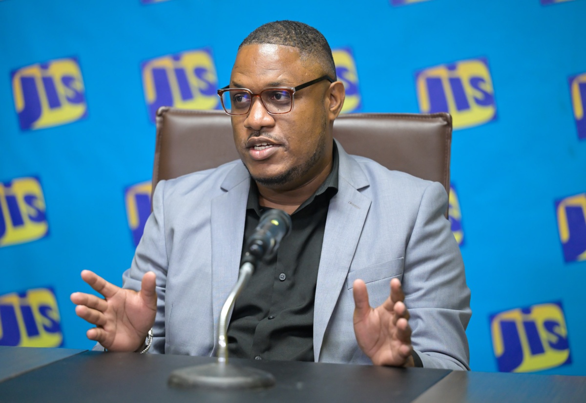 Lecturer at the Caribbean Maritime University (CMU) and Head of the Department of Professional Training and Certification in the Faculty of Marine and Nautical Studies, Kyle Shaw, addresses a Jamaica Information Service (JIS) ‘Think Tank’ on Tuesday (September 23) at the Agency’s Television Department in Kingston.