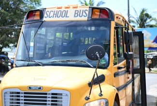 One of the buses assigned to the National Rural School Bus System makes its rounds.

