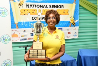 National Senior Spelling Bee Champion, Beverly Been of St. Andrew, proudly displays her trophy following the conclusion of the National Council for Senior Citizens (NCSC) Senior Citizens’ Month 2025 finals, held on Wednesday (September 17), at The Jamaica Pegasus hotel in New Kingston.