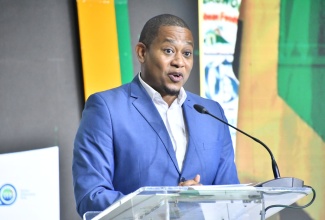 Caption: Minister of Agriculture, Fisheries and Mining, Hon. Floyd Green, speaks at the recent Jamaica Agri-Business Investment Forum (JAIF) 2025, on September 19, at the Montego Bay Convention Centre, in St. James.

