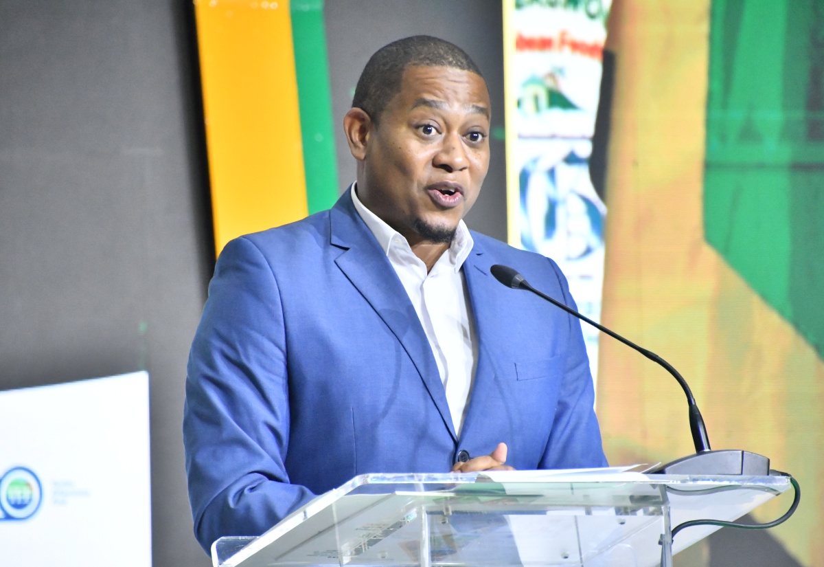 Minister of Agriculture, Fisheries and Mining, Hon. Floyd Green, addresses a session during the inaugural Jamaica Agri-Business Investment Forum (JAIF) 2025, held on Friday (September 19), at the Montego Bay Convention Centre in St. James. 

