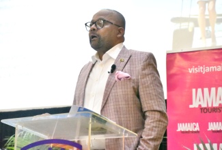 Director of Tourism, Jamaica Tourist Board (JTB), Donovan White, addresses a session of Jamaica Product Exchange (JAPEX) 2025, held at the Montego Bay Convention Centre on Monday (September  22). JAPEX is being hosted from September 21 - 24. 
