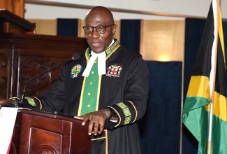 Chief Justice, Hon. Bryan Sykes, delivers greetings during the Judiciary of Jamaica’s Annual Assize Church Service, held to mark the opening of the Michaelmas Term of the Home Circuit Court. The service took place on Sunday, September 7, at Meadowbrook United Church in Kingston, under the theme: ‘Rooted in Faith, Justice-Driven, Impacting the Future’.

