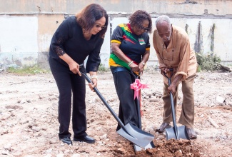 Minister of Culture, Gender, Entertainment and Sport, Hon. Olivia Grange (centre), along with Executive Director of the Institute of Jamaica, Michelle Creed-Nelson (left), and Director and Curator of the Jamaica Music Museum, Herbie Miller, recently broke ground for a new building to house the Jamaica Music Museum (JaMM) at the corner of East Street and Tower Street in downtown Kingston.

