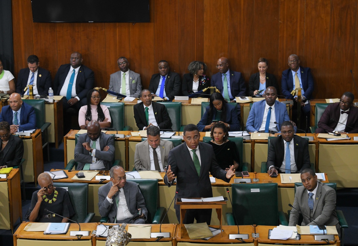 Prime Minister, Dr. the Most Hon. Andrew Holness, addresses the opening of the new Parliament and swearing-in ceremony for members of the Senate and the House of Representatives at Gordon House, on September 18.