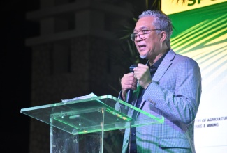Chief Executive Officer of the Agro-Investment Corporation (AIC), Vivion Scully, delivers remarks during the welcome reception for the inaugural Jamaica Agri-Business Investment Forum (JAIF), which was held on Wednesday (September 17) at the Montego Bay Convention Centre in St. James. 


