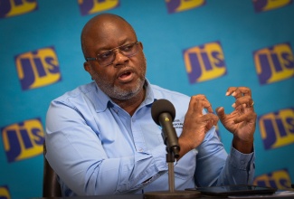 Deputy Managing Director at the Water Resources Authority (WRA), Geoffrey Marshall, speaks at a recent JIS Think Tank at the Agency’s Television Department, at 5-9 South Odeon Avenue in Kingston. He is encouraging farmers to be proactive in planning for their water needs.

