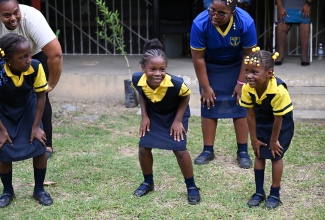 Students at Lystra Primary and Infant School in Somerset, St. Thomas, participate in a physical activity session during the launch of a citrus orchard project at the institution. The initiative, implemented under the Ministry of Health and Wellness’ ‘Jamaica Moves in Schools’ programme, was officially launched on Tuesday (October 14).

