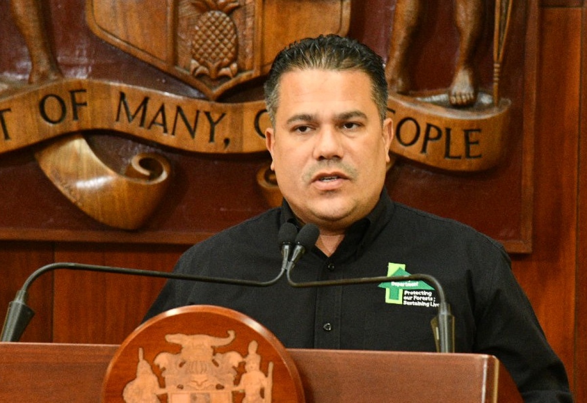 Minister of Water, Environment and Climate Change, Hon. Matthew Samuda, addressing a special press briefing at the Office of the Prime Minister on October 25.