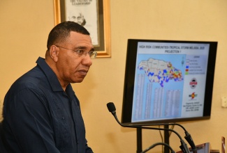 Prime Minister, Dr. the Most Hon. Andrew Holness, addressing a special press briefing at Jamaica House on Saturday (Oct. 25).