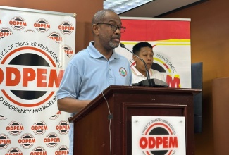 Principal Director of the Meteorological Service of Jamaica (Met Service), Evan Thompson, addresses a press briefing held at the National Emergency Operations Centre (NEOC), located at the Office of Disaster Preparedness and Emergency Management (ODPEM) in Kingston on Wednesday (October 29).
