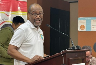 Principal Director, Meteorological Services Branch in the Ministry of Water, Environment and Climate Change, Evan Thompson, speaks at a Press Briefing at the Office of Disaster Preparedness and Emergency Management (ODPEM) Headquarters on Haining Road, in Kingston, October 27.

