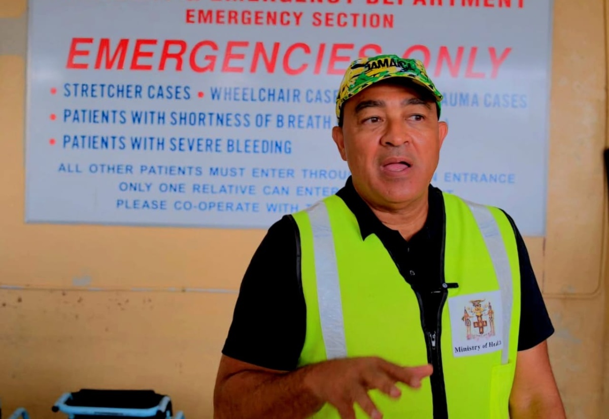 Minister of Health and Wellness,  Dr. the Hon. Christopher Tufton, addresses staff at the Spanish Town Hospital in St. Catherine, during a visit to the health facility on Monday (October 27).