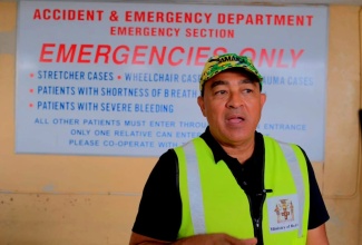 Minister of Health and Wellness,  Dr. the Hon. Christopher Tufton, addresses staff at the Spanish Town Hospital in St. Catherine, during a visit to the health facility on Monday (October 27).