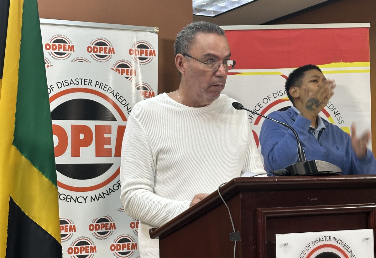 Energy, Telecommunications and Transport Minister, Hon. Daryl Vaz,  Hon. Daryl Vaz, addresses Tuesday’s (October  28) special press conference on Hurricane Melissa at the National Emergency Operations Centre (NEOC) at the Office of Disaster Preparedness and Emergency Management (ODPEM) in Kingston.