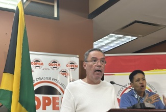Minister of Energy, Telecommunications and Transport, Hon. Daryl Vaz, addresses Tuesday’s (October 28) special press conference on Hurricane Melissa, held at the National Emergency Operations Centre, located within the Office of Disaster Preparedness and Emergency Management (ODPEM) in Kingston.