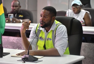 Mayor of Montego Bay, Councillor Richard Vernon, addresses a meeting of the Emergency Operations Centre at the St. James Municipal Corporation in Montego Bay on Thursday (October 30).
