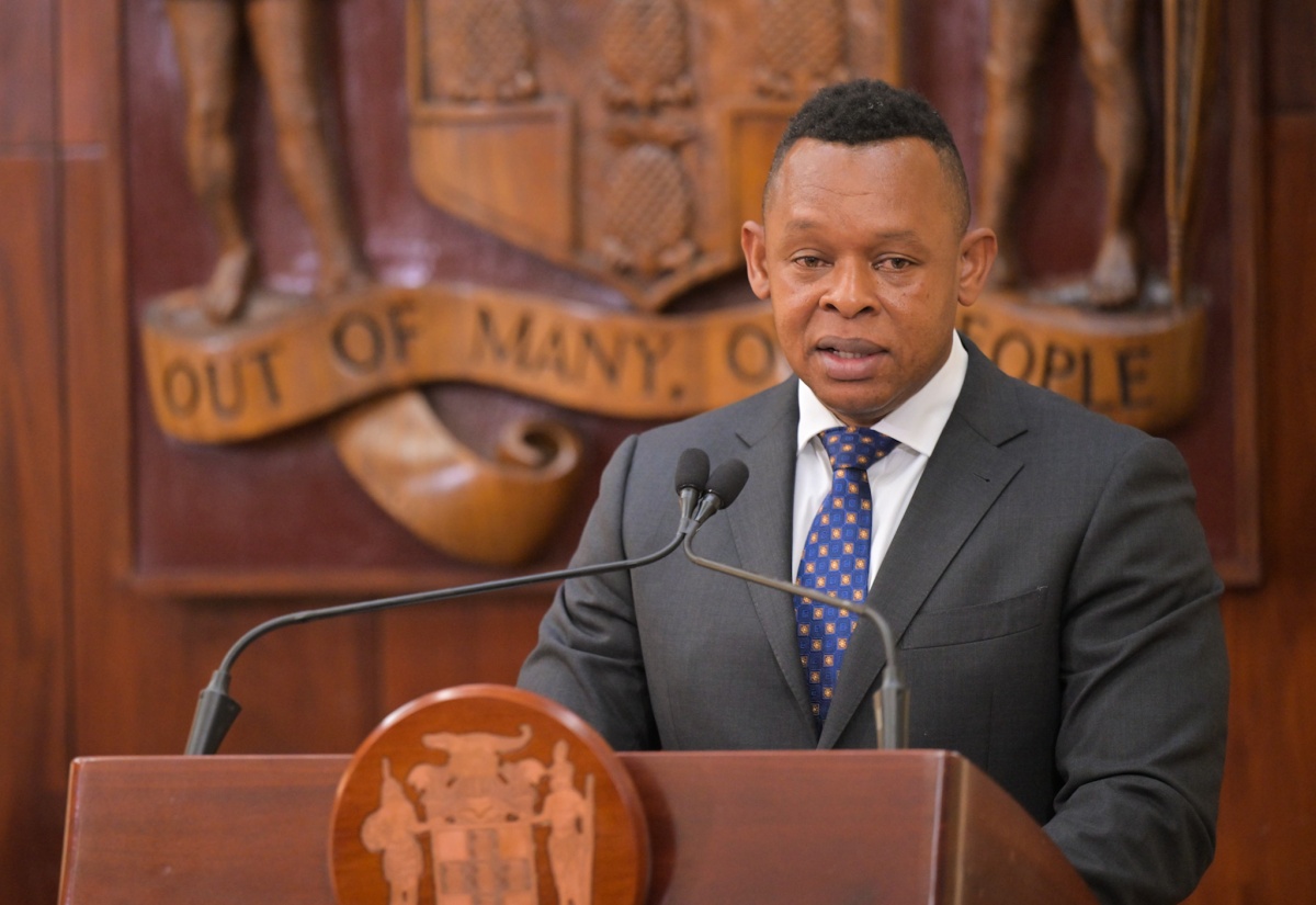 Acting President of the National Water Commission (NWC), Kevin Kerr, addresses a press briefing on Thursday (October 23), at the Office of the Prime Minister in St. Andrew.