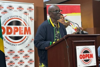 Minister of Local Government and Community Development, Hon. Desmond McKenzie, addresses a press briefing on Wednesday (October 29) at the National Emergency Operations Centre (NEOC), located within the Office of Disaster Preparedness and Emergency Management (ODPEM) in Kingston.