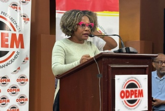 Minister of Education, Skills, Youth and Information, Senator Dr. the Hon. Dana Morris Dixon, speaking at this morning’s (Oct. 29),  media briefing at the National Emergency Operation Centre (NEOC) at the Office of Disaster Preparedness and Emergency Management (ODPEM) in Kingston.