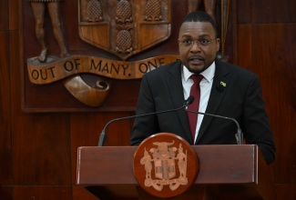 Minister without Portfolio in the Ministry of Economic Growth and Infrastructure Development with Responsibility for Works, Hon. Robert Morgan, provides an update from the National Emergency Operations Centre (NEOC) on developments related to Hurricane Melissa during a media briefing at the Office of Disaster Preparedness and Emergency Management (ODPEM) in Kingston.