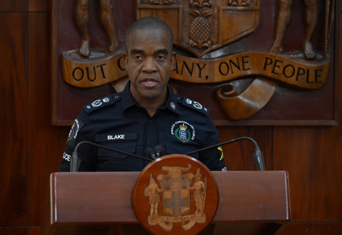 Police Commissioner, Dr. Kevin Blake, addresses a special press briefing on preparations for Tropical Storm Melissa at the Office of the Prime Minister on Friday (Oct. 24). 