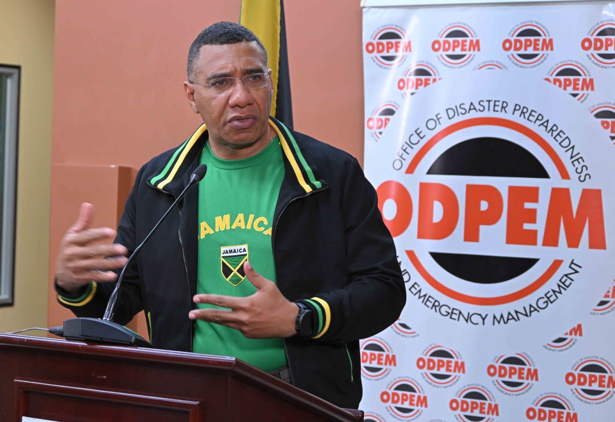 Prime Minister, Dr. the Most Hon. Andrew Holness, responds to a question during a press briefing at the National Emergency Operations Centre (NEOC), located at the Office of Disaster Preparedness and Emergency Management (ODPEM) in Kingston, on October 27.