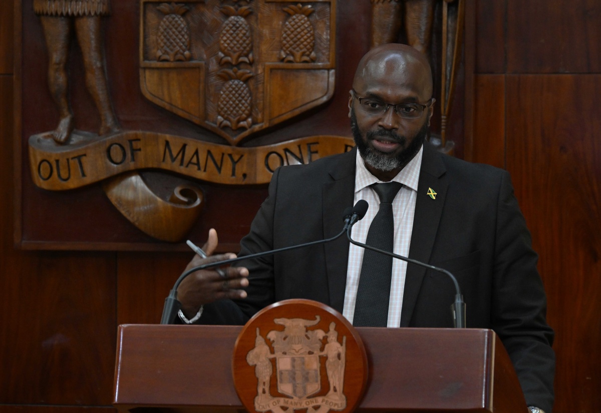 Acting Director General of the Office of Disaster Preparedness and Emergency Management (ODPEM), Richard Thompson, addresses a special press briefing on preparations for Tropical Storm Melissa at the Office of the Prime Minister on Friday (Oct. 24).