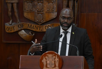 Acting Director General of the Office of Disaster Preparedness and Emergency Management (ODPEM), Richard Thompson, addresses a special press briefing on preparations for Tropical Storm Melissa at the Office of the Prime Minister on Friday (Oct. 24).