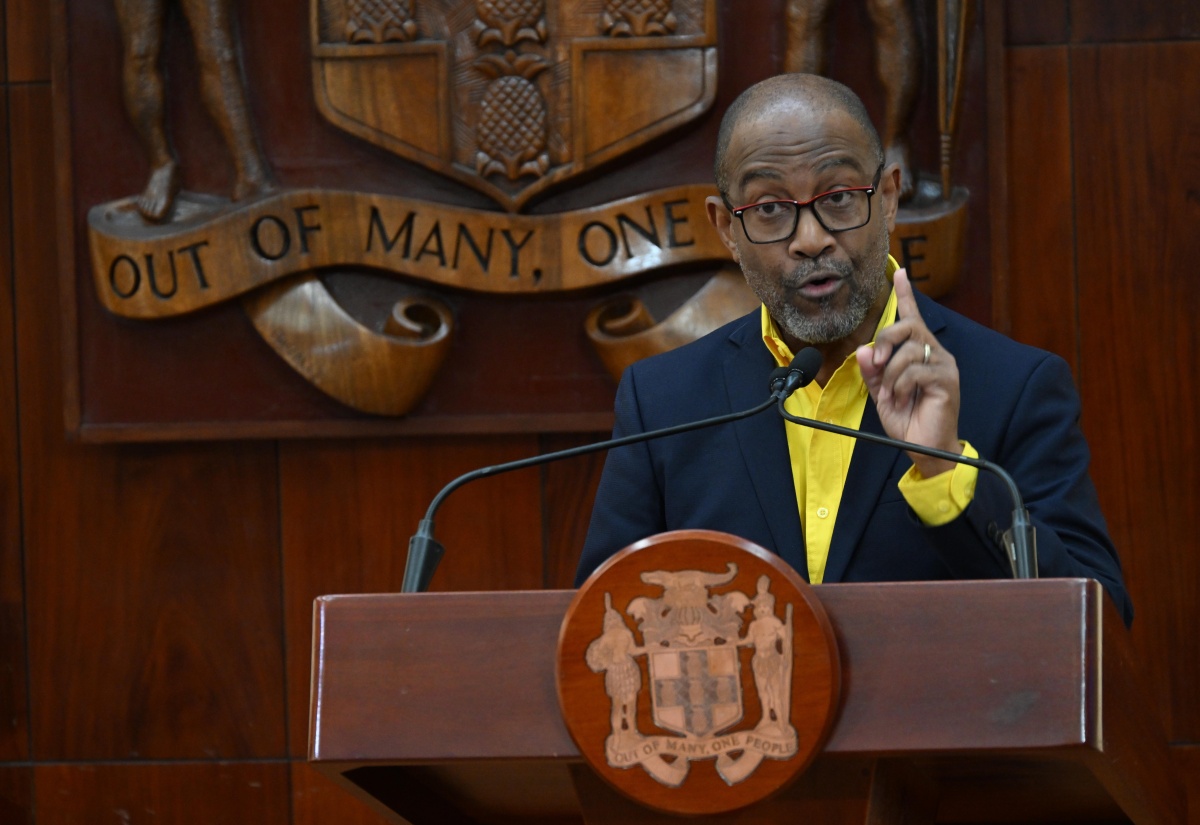 Director of the Meteorological Service of Jamaica, Evan Thompson, addressing Friday’s (Oct. 24) special press briefing at the Office of the Prime Minister.