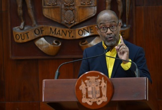 Director of the Meteorological Service of Jamaica, Evan Thompson, addressing Friday’s (Oct. 24) special press briefing at the Office of the Prime Minister.