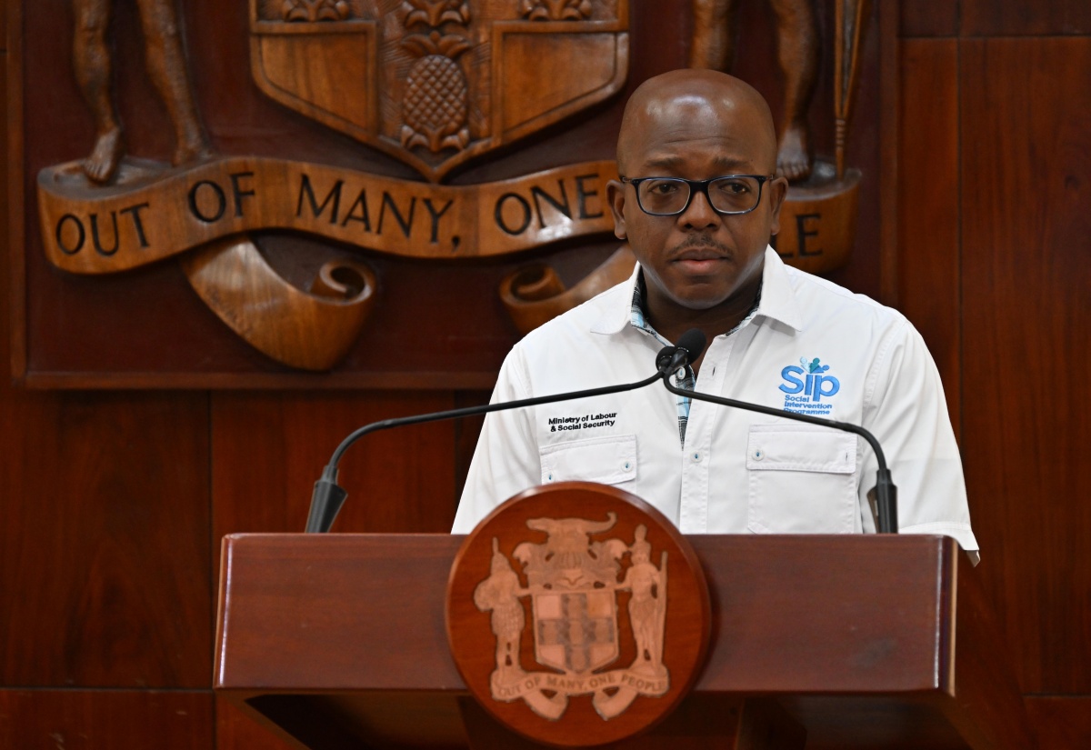 Minister of Labour and Social Security, Hon. Pearnel Charles Jr., addressing Friday’s (October 24) special press briefing at the Office of the Prime Minister.