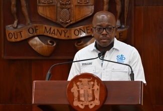 Minister of Labour and Social Security, Hon. Pearnel Charles Jr., addressing Friday’s (October 24) special press briefing at the Office of the Prime Minister.