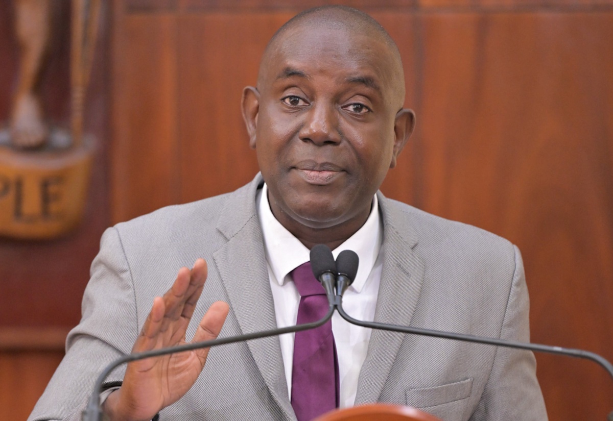 Manager of Weather Services at the Meteorological Service of Jamaica, Rohan Brown, provides an update at a special briefing on preparedness for Tropical Storm Melissa at Jamaica House on Thursday (October 23).

