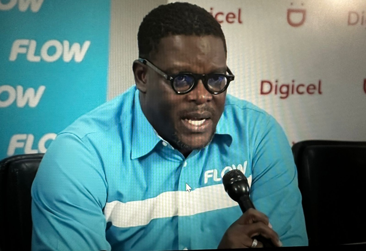 Vice President and General Manager at Flow Jamaica, Stephen Price, addresses a virtual joint utility media briefing on Sunday (Oct. 25).