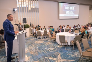 Prime Minister, Dr. the Most Hon. Andrew Holness, addresses the Office of the Prime Minister's Strategic Planning Review at the AC Marriott Hotel in New Kingston on October 9.

