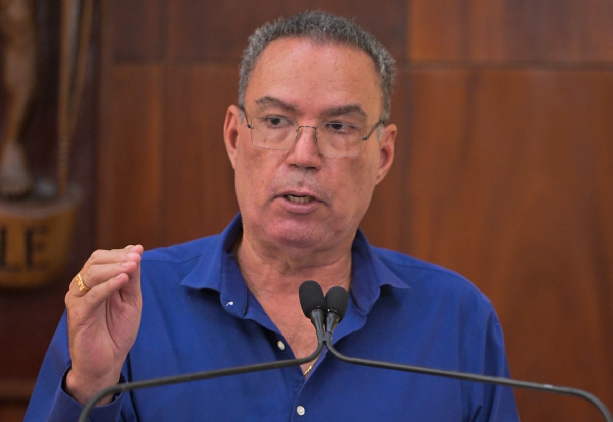 Minister of Energy, Telecommunications and Transportation, Hon. Daryl Vaz, provides an update on operations at the island’s international airports during a special briefing on preparedness for Tropical Storm Melissa, at Jamaica House on Thursday (October 23).