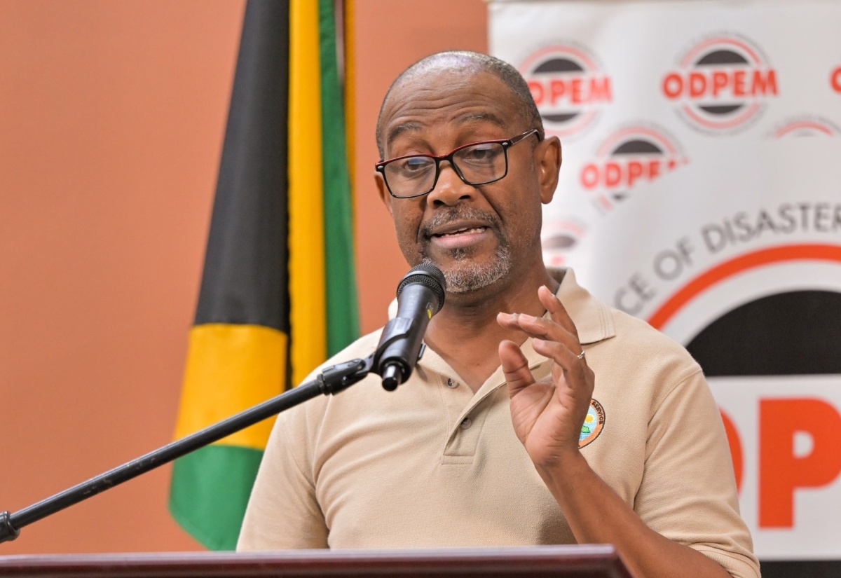 Principal Director of the Meteorological Service of Jamaica (Met Service), Evan Thompson, provides an update on Hurricane Melissa during a media briefing at the Office of Disaster Preparedness and Emergency Management (ODPEM) in Kingston on Sunday (October 26).