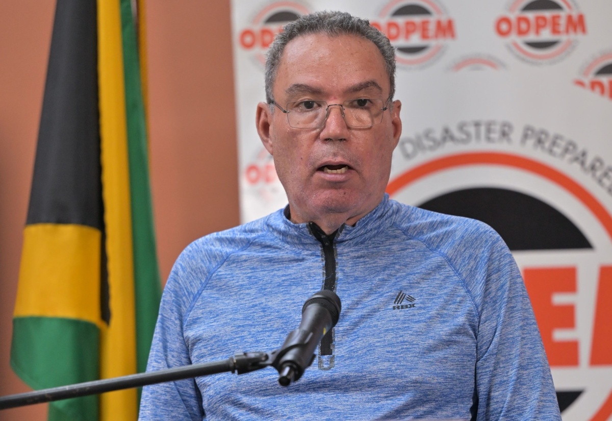 Minister of Energy, Telecommunications and Transport, Hon. Daryl Vaz, gives an update on the preparations for Hurricane Melissa during a press briefing held at the Office of Disaster Preparedness and Emergency Management (ODPEM) on Sunday (Oct. 26).