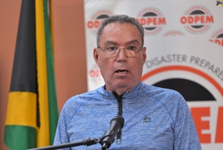 Minister of Energy, Telecommunications and Transport, Hon. Daryl Vaz, gives an update on the preparations for Hurricane Melissa during a press briefing held at the Office of Disaster Preparedness and Emergency Management (ODPEM) on Sunday (Oct. 26).